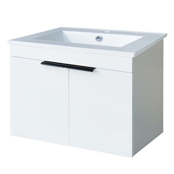 白橡木發泡板百分百防水浴櫃黑把手