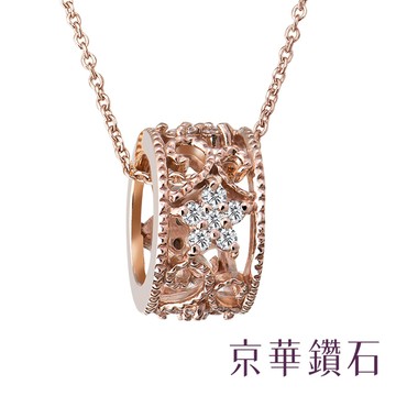 京華鑽石-鑽石項鍊 10K玫瑰金 配鑽24顆共0.20克拉『幸運輪』
