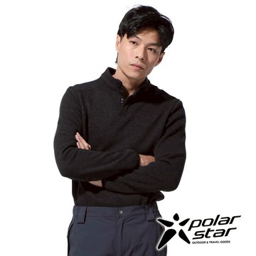 【PolarStar】男半門襟內刷毛保暖衣『黑』P23223 戶外 露營 登山 健行 休閒 保暖 禦寒 刷毛 上衣
