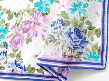 Yves Saint Laurent 復古手帕 藍色花卉 19 x 18.5 英吋