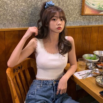 蕾絲花邊法式白色打底小吊帶背心女內搭設計感小眾外穿上衣ins潮