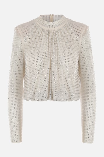 SELF PORTRAIT mesh top with crystals Woman