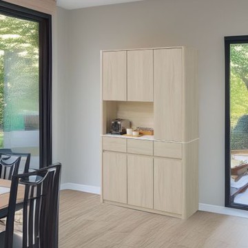 文創集 利格提4尺岩板三抽高餐櫃組合(二色可選＋上座含插座)-120x40x200cm免組