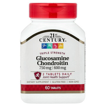 21st Century, 氨基葡萄糖/軟骨素，三倍效力，750 毫克/600 毫克，60 片
