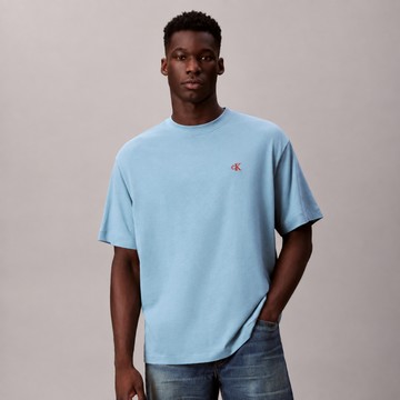 【Calvin Klein】 CK Calvin Logo 圓領上衣_藍色