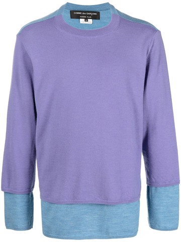 Comme Des Garçons Homme Plus - layered crew neck jumper - men - Wool - L - Blue