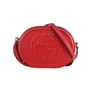 [平輸]GUCCI SOHO 系列流蘇橢圓造型拉鍊斜背包(紅色)