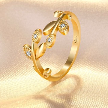 隔日到貨 冰雪奇緣 艾莎公主款 ☆魔法 水鑽葉子 莫桑鑽 戒指 可調式戒圍 不退色 A143