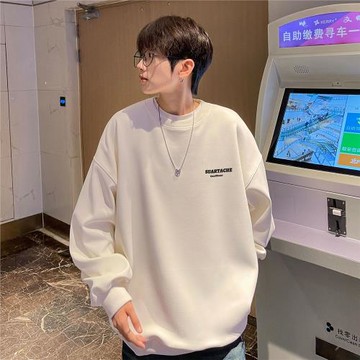 重磅衛衣男美式復古oversize上衣春秋潮流寬松青少年圓領套頭內搭