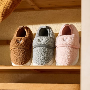 Cheerful Mario幸福瑪麗 兒童棉拖鞋 冬季男童加絨保暖中大童包跟室内男孩女孩絨毛拖鞋