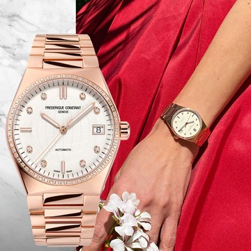 CONSTANT 康斯登 Highlife 鑽石機械女錶 附粉色橡膠錶帶(FC-303VD2NHD4B)