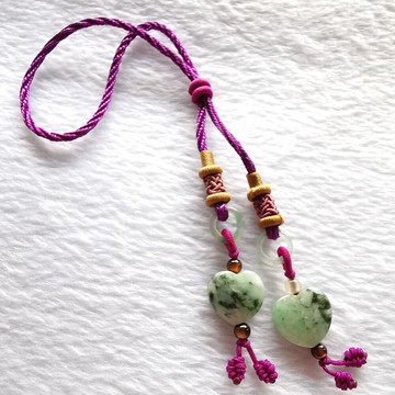 超值商品 冰種花青翡翠吊飾心心相印 a貨