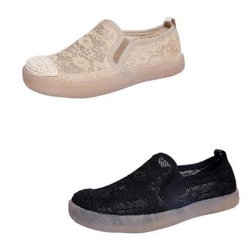 JP Queen New York 透氣花紋蕾絲編織淺口小尺碼平底漁夫鞋休閒鞋(2色可選)
