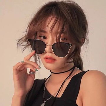現貨-韓國復古新款太陽鏡情侶半框米丁太陽眼鏡男女同款ins墨鏡圓 254