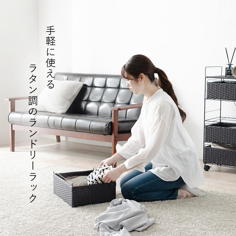 湿気に強い 人工ラタン ランドリーチェスト 幅50 ラタン調