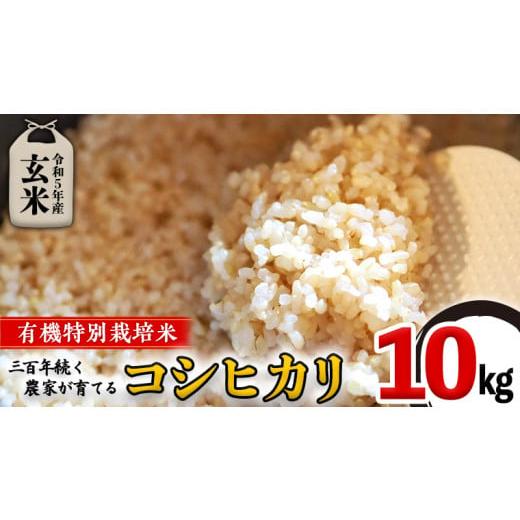 ふるさと納税 茨城県 つくばみらい市 ＜ 新米 ・ 令和5年産 ＞ 三百年続く農家の有機特別栽培 コシヒカリ 玄米 10kg) 有機栽培 農創 米 こめ …