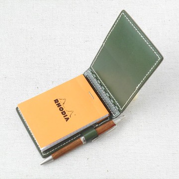 皮革鉸鏈 RHODIA No11 保護套 綠色