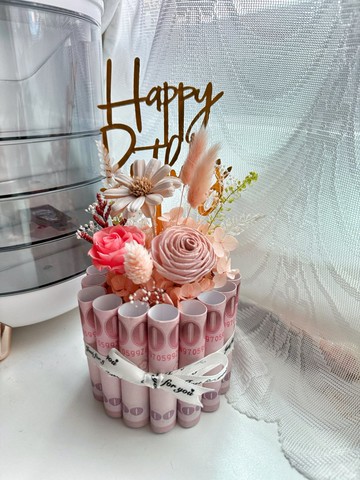 有錢花蛋糕 鈔票蛋糕 祝賀蛋糕 紙鈔蛋糕 生日蛋糕 永生花