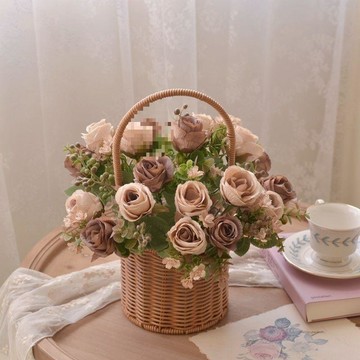 ❀【花中世界】❀北歐仿真花手提花籃擺件花客廳假花擺設花藝塑料花餐桌花仿生花