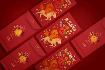 huohuo 馬年 春聯 紅包袋 燙金 彩印 送禮 可愛 插圖 原創 簡約