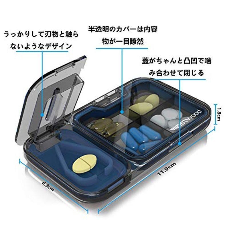 Opret ピルケース ピルカッター付き 1日4回 携帯 薬入れ 薬ケース コンパクト くすり整理 飲み忘れ防止 便利 半透明 箱入り |  LINEブランドカタログ