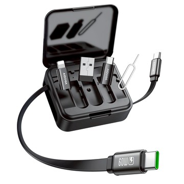 AIDOGA 艾迪伽 GoBox系列 多功能伸縮收納收納盒 快充充電線/傳輸線/轉接頭/轉接器  100cm  黑色  1個