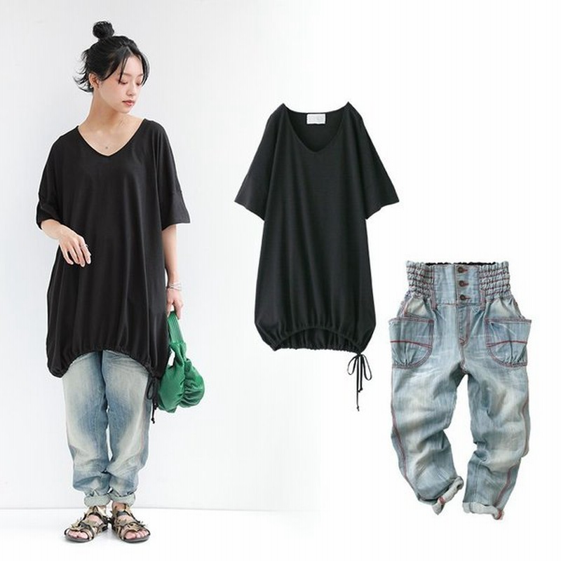 送料無料 福袋 レディース Tシャツ サルエルデニム ロングパンツ アレンジ自在 ラフでお洒落な大人コーデ2点set 返品 交換不可 メール便不可 通販 Lineポイント最大0 5 Get Lineショッピング