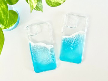 iPhone 14/15 系列海灘手機殼，手繪，理想的禮物