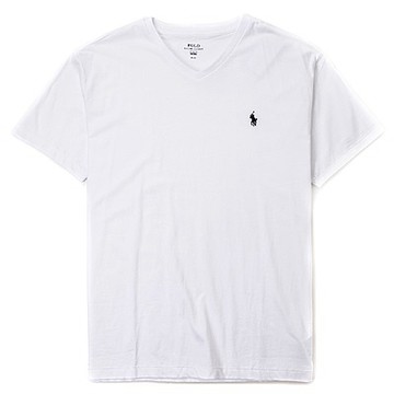 Polo Ralph Lauren 經典電繡小馬V領素面短袖T恤-白色
