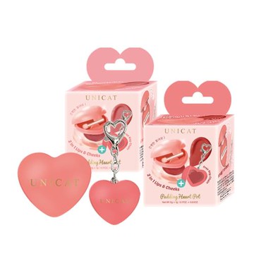 【UNICAT變臉貓】愛心唇頰兩用唇泥 玫瑰奶霜/蜜桃橘 5g + 贈 隨身鑰匙圈(愛心唇頰霜 1g) 唇頰兩用膏 唇頰霜 腮紅 口紅