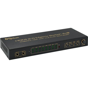 DigiSun UHA842 4K 4x2 HDMI 2.0 四進二出矩陣切換器+音訊擷取器