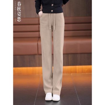 雪尼爾窄版直筒褲女秋冬新款爆款高腰加絨休閑長褲燈芯絨闊腿褲子