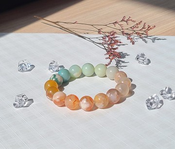 聖誕禮盒 櫻花瑪瑙 ||人緣 姻緣桃花 舒壓 辟邪 水晶手鍊