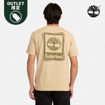 男款米色方形LOGO圖案短袖T恤|A5S6PY94