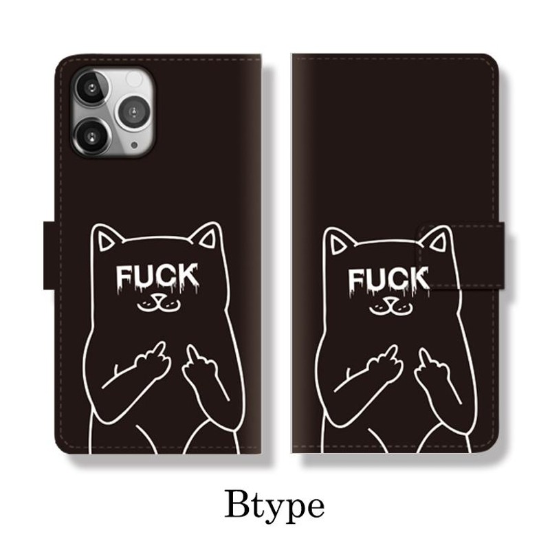 全機種対応 手帳型 iPhone16 ケース iPhone fuck you cat ネコ