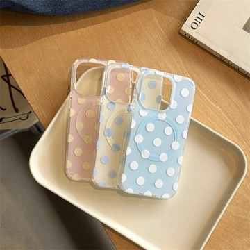 lulu|小清新波點磁吸手機殼 適用iPhone16promax蘋果15pro/13/14手機殼 保護殼