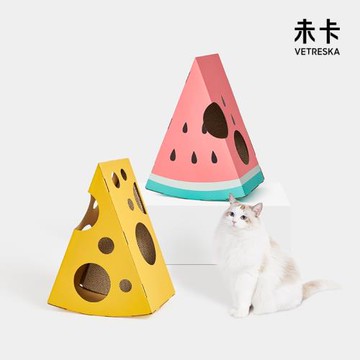 未卡西瓜/芝士洞洞貓抓盒瓦楞紙箱耐磨耐抓磨爪玩具貓抓板貓用品