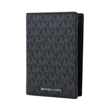 MICHAEL KORS 緹花LOGO對開護照夾-黑色