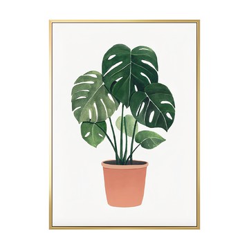 盆栽意趣 龜背芋 金色 裝飾畫  30 x 40cm