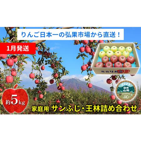 ふるさと納税 家庭用 サンふじ・王林詰め合わせ 約5kg 青森県西目屋村