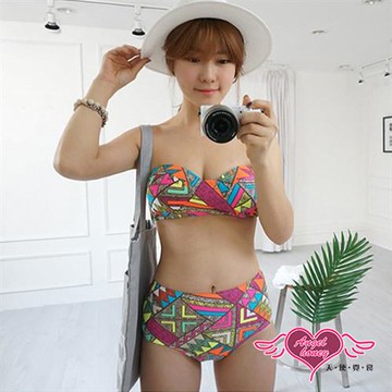 天使霓裳 泳衣 幾何塗鴉 兩件式比基尼泳衣(彩色M~XL)-JH6053