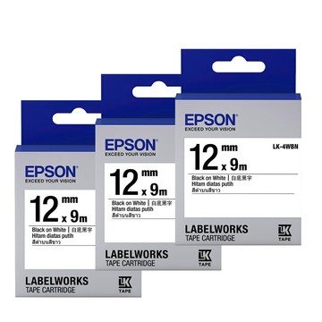 【EPSON】標籤帶 LK-4WBN 白底黑字 三入組【三井3C】