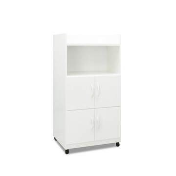 ASSARI-防潮防蛀塑鋼緩衝四門開放碗盤櫃-附輪(寬64x深42x高木紋