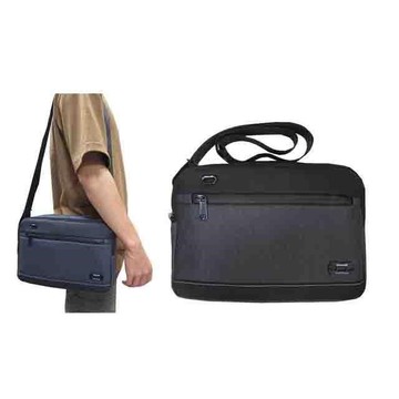 ~雪黛屋~SPYWALK 斜側包中容量二層主袋+外袋共四層小平板防水科技皮革材質