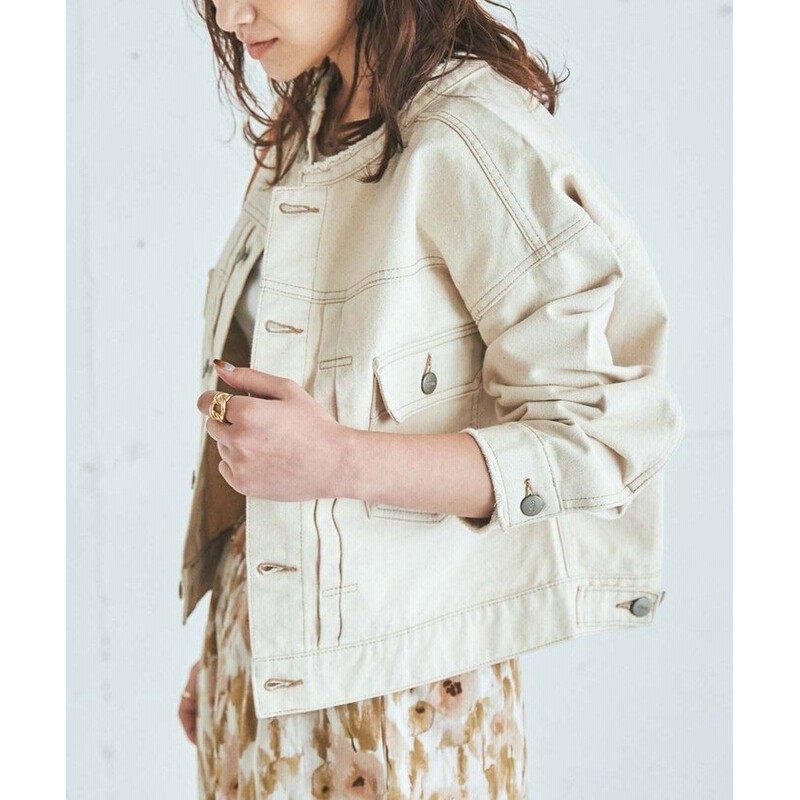 Coen コーエン ノーカラーデニムジャケット レディース Natural 通販 Lineポイント最大1 0 Get Lineショッピング