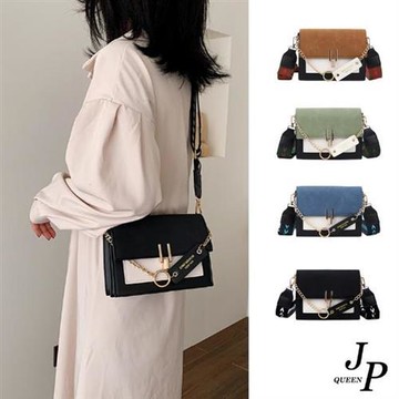 【Jpqueen】俏皮磨砂撞色單肩斜背手提女用小方包(4色可選)