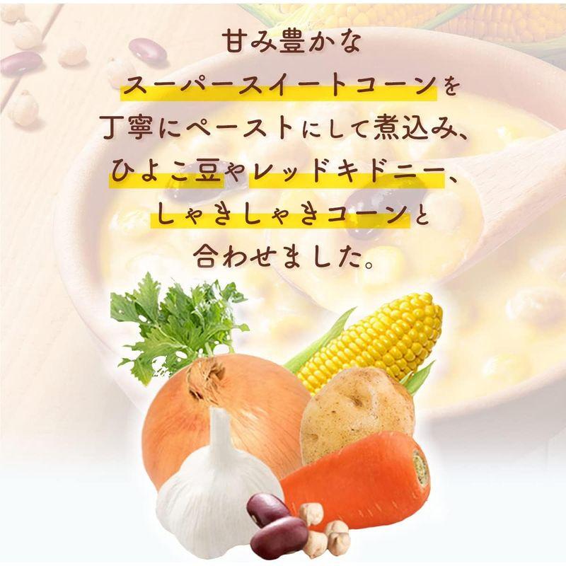 味の素 クノール ポタージュで食べる豆と野菜 北海道コーン豆乳仕立て レトルトスープ 野菜スープ 180g ×7個