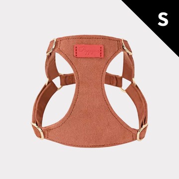puppytie 焦糖棕 純色-S 寵物胸背帶+牽繩組 (狗胸背 貓胸背 背心胸背 防暴衝 可調節)