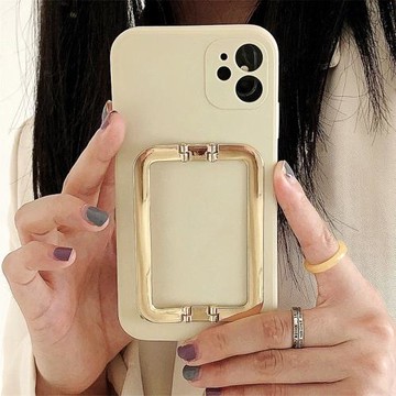 ins氣質奶白金屬方扣三星s24+手機殼S21保護套note20高級感note10pro液態硅膠s21ultra軟殼S22全包s20fe女s20