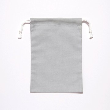 刺繡抽繩袋 - 灰色
